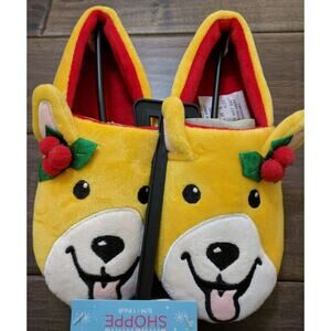 Christmas Shoppe Youth Kids S/M S M Yellow Puppy Dog Grip Sole Slippers NWT